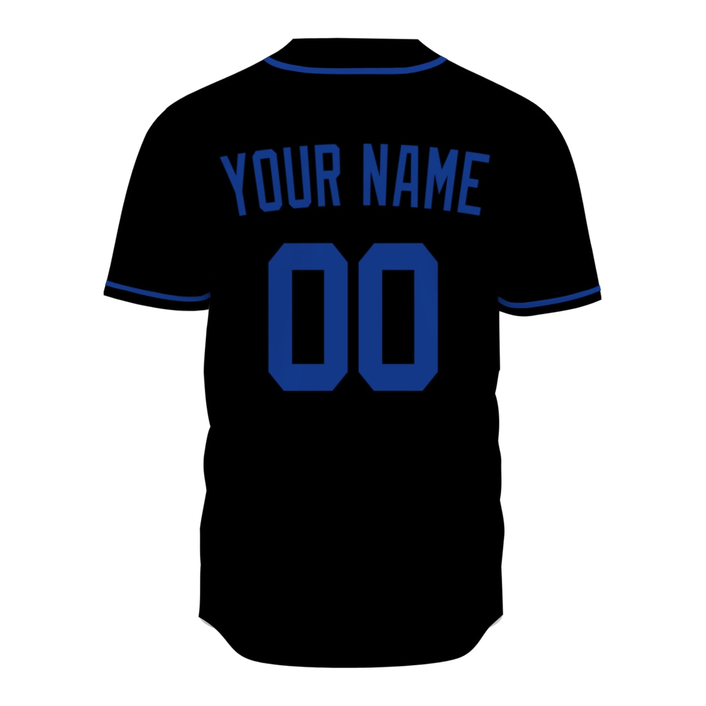 Custom Baseball Jersey - Personalized Black Shirt with Blue Piping - Full Sublimation for Men Women- Personalized Team Sportswear printed or Stitched Name Number (Size S-8XL)