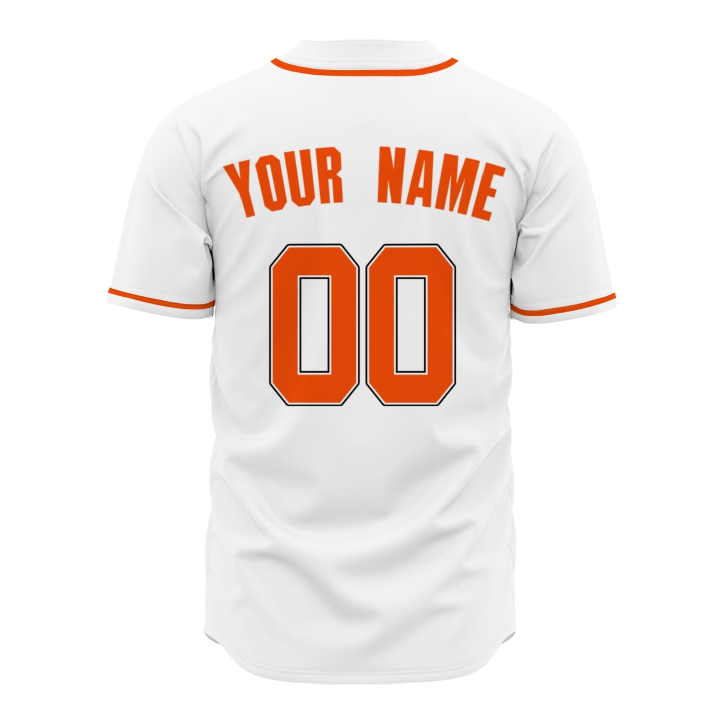 Custom Baseball Jersey - Personalized White Shirt with Orange Piping - Full Sublimation