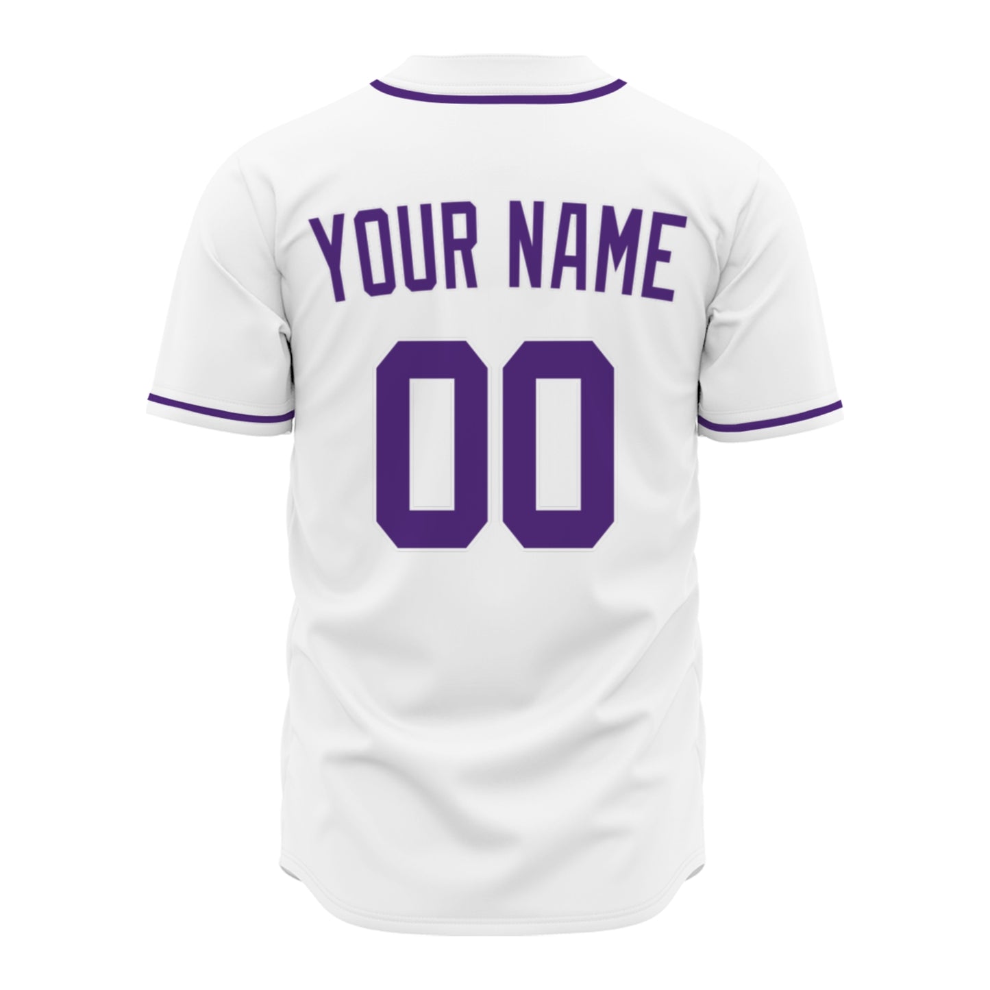 Premium Custom Baseball Jersey | White Shirt with Purple Trim - Full Sublimation