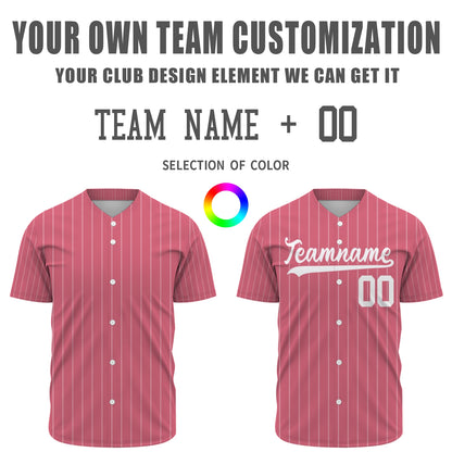 Custom Baseball Jersey - Personalized Rose Red Shirt with White Pinstripes - Full Sublimation
