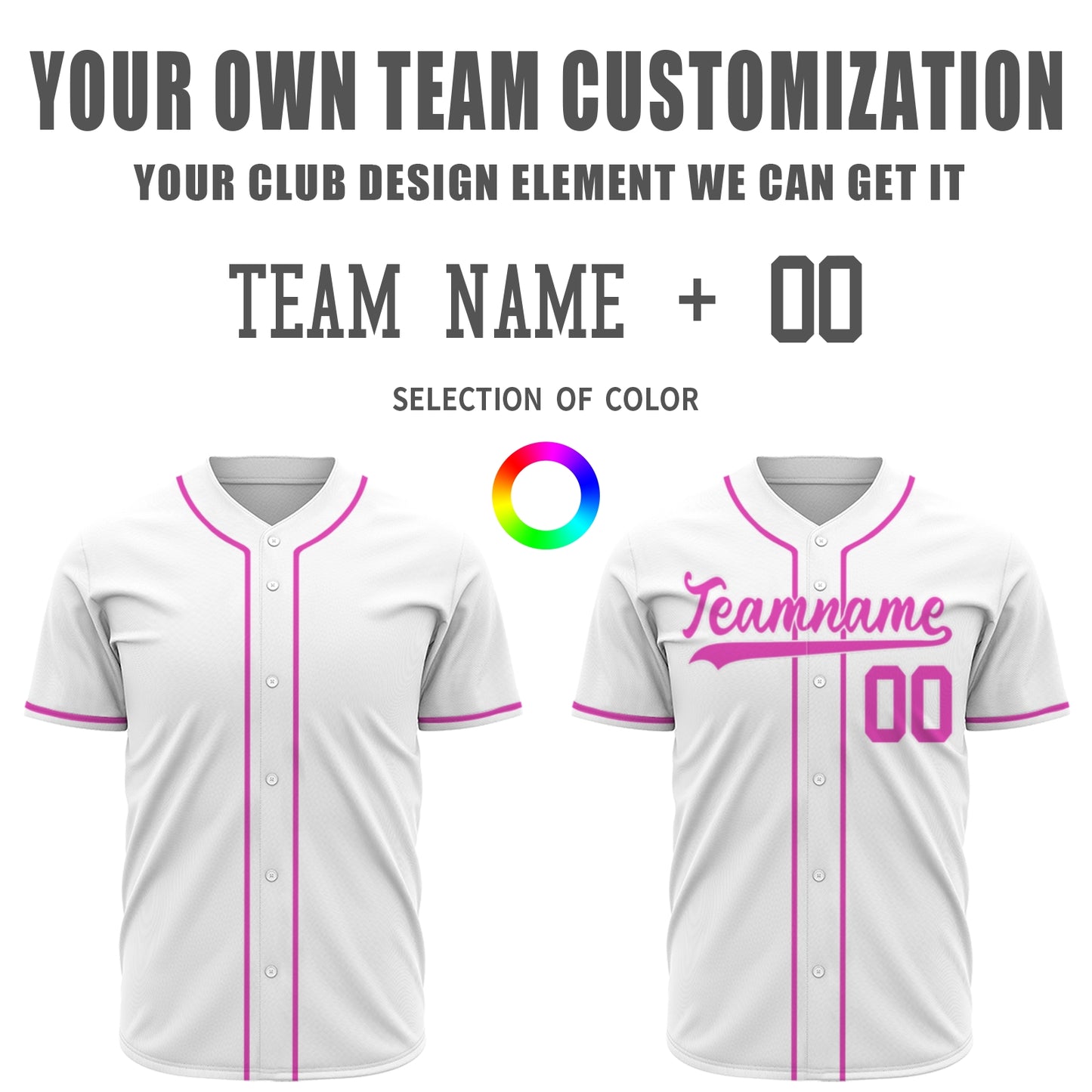 Custom Baseball Jersey - Personalized White Shirt with Pink Lettering - Full Sublimation