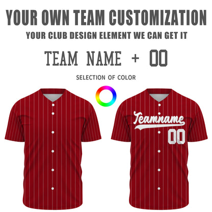 Custom Baseball Jersey - Personalized Deep Red Shirt with White Pinstripes - Full Sublimation