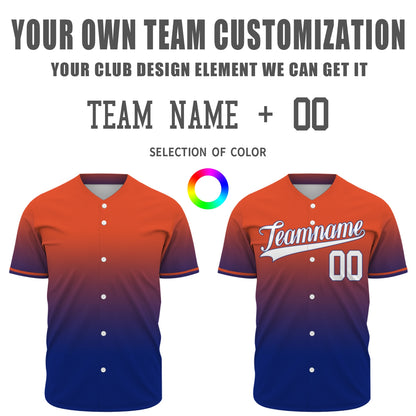 Custom Baseball Jersey - Personalized Gradient Shirt with Orange & Blue Design - Full Sublimation