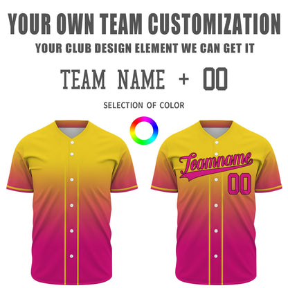 Custom Baseball Jersey - Personalized Gradient Shirt with Yellow & Pink Design - Full Sublimation