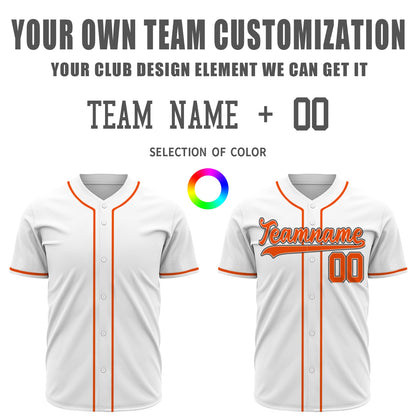 Custom Baseball Jersey - Personalized White Shirt with Orange Piping - Full Sublimation