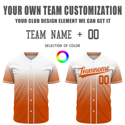 Custom Baseball Jersey - Personalized Gradient Shirt with White & Orange Design - Full Sublimation