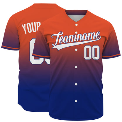 Custom Baseball Jersey - Personalized Gradient Shirt with Orange & Blue Design - Full Sublimation