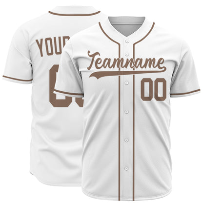 Custom Baseball Jersey - Personalized White Shirt with Brown Lettering - Full Sublimation for Men Women- Personalized Team Sportswear printed or Stitched Name Number (Size S-8XL)