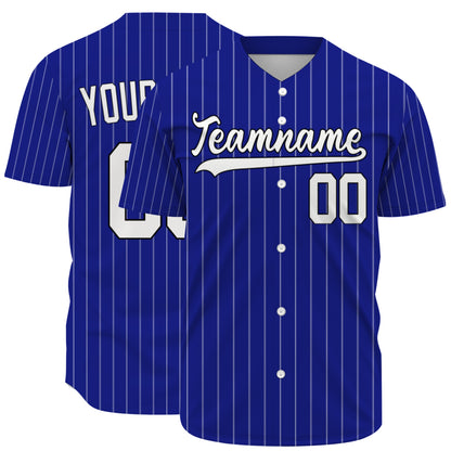 Custom Baseball Jersey - Royal Blue Shirt with White Pinstripes - Full Sublimation