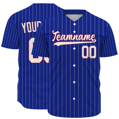 Custom Baseball Jersey - Personalized Royal Blue Shirt with White Pinstripes - Full Sublimation