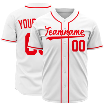 Custom Baseball Jersey - Personalized White Shirt with Red Piping - Full Sublimation for Men Women- Personalized Team Sportswear printed or Stitched Name Number (Size S-8XL)