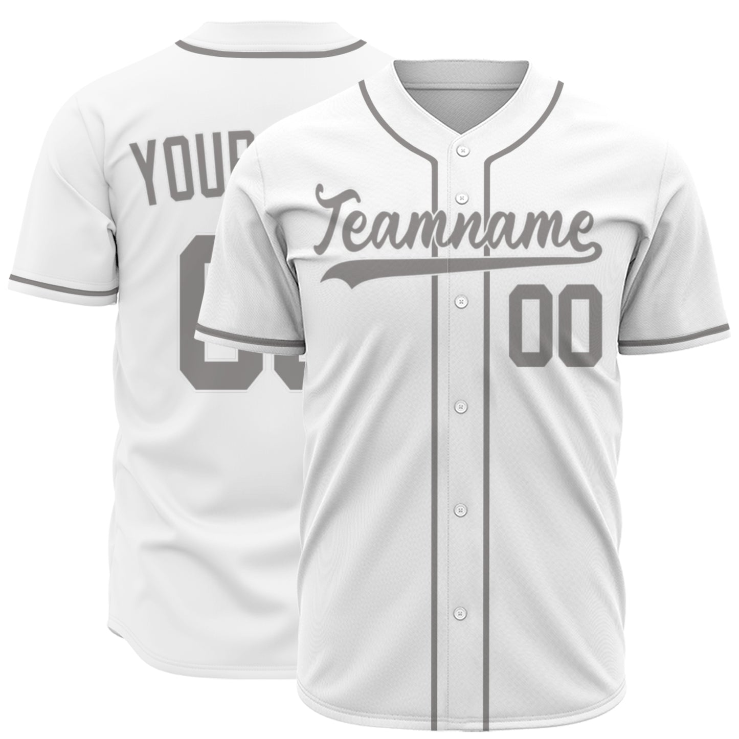 Custom Baseball Jersey - Personalized White Shirt with Grey Piping - Full Sublimation for Men Women- Personalized Team Sportswear printed or Stitched Name Number (Size S-8XL)