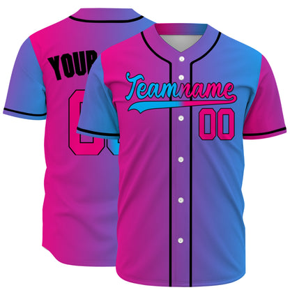 Custom Baseball Jersey - Personalized Gradient Shirt with Pink & Blue Split Design