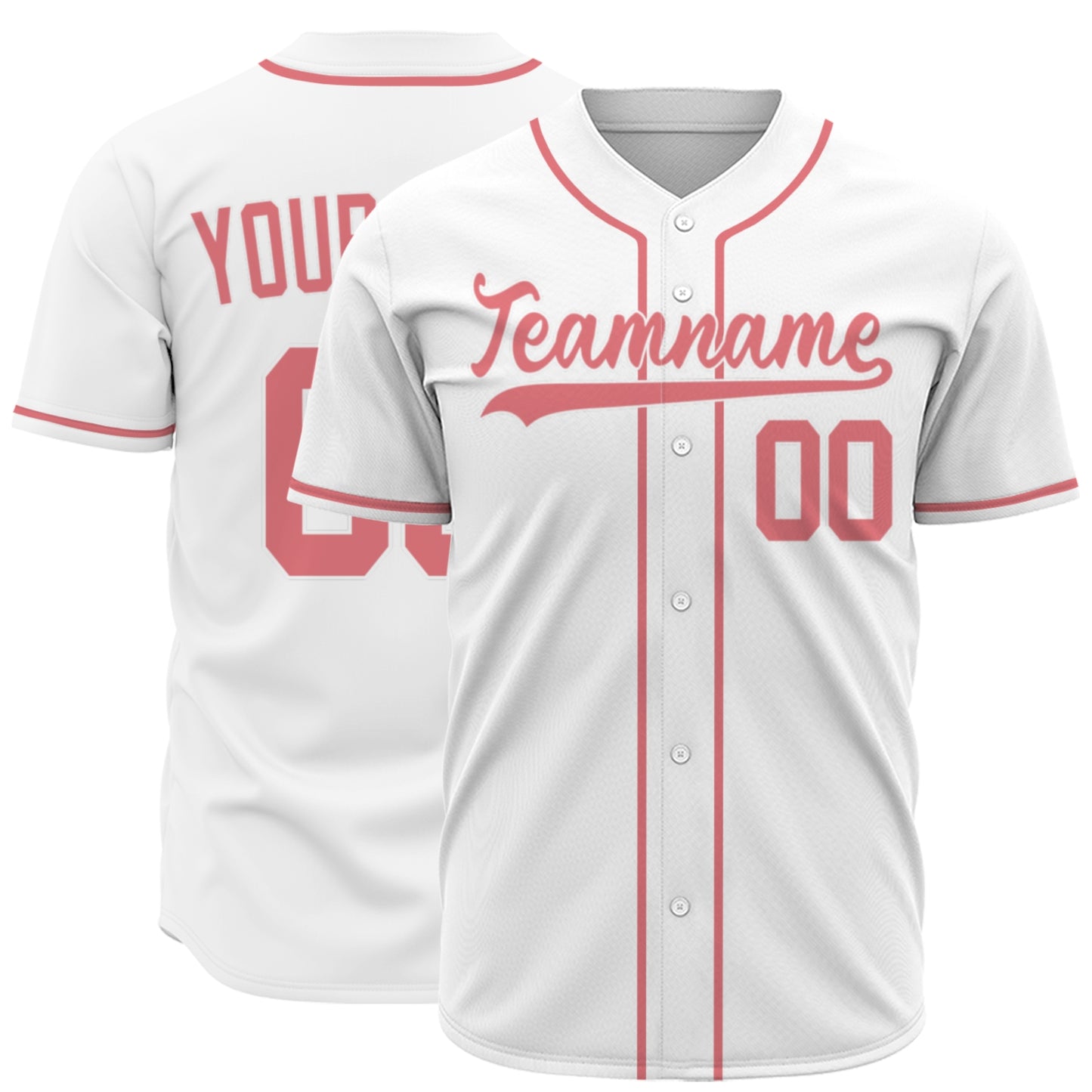 Custom Baseball Jersey - Personalized White Shirt with Soft Red Details - Full Sublimation for Men Women- Personalized Team Sportswear printed or Stitched Name Number (Size S-8XL)