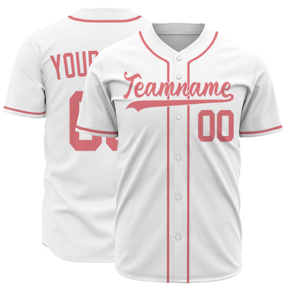 Custom Baseball Jersey - Personalized White Shirt with Soft Red Details - Full Sublimation for Men Women- Personalized Team Sportswear printed or Stitched Name Number (Size S-8XL)