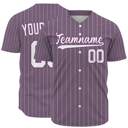 Custom Baseball Jersey - Personalized Dusty Purple Shirt with White Pinstripes - Full Sublimation