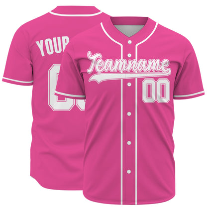 Custom Baseball Jersey - Personalized Pink Shirt with White Piping - Full Sublimation