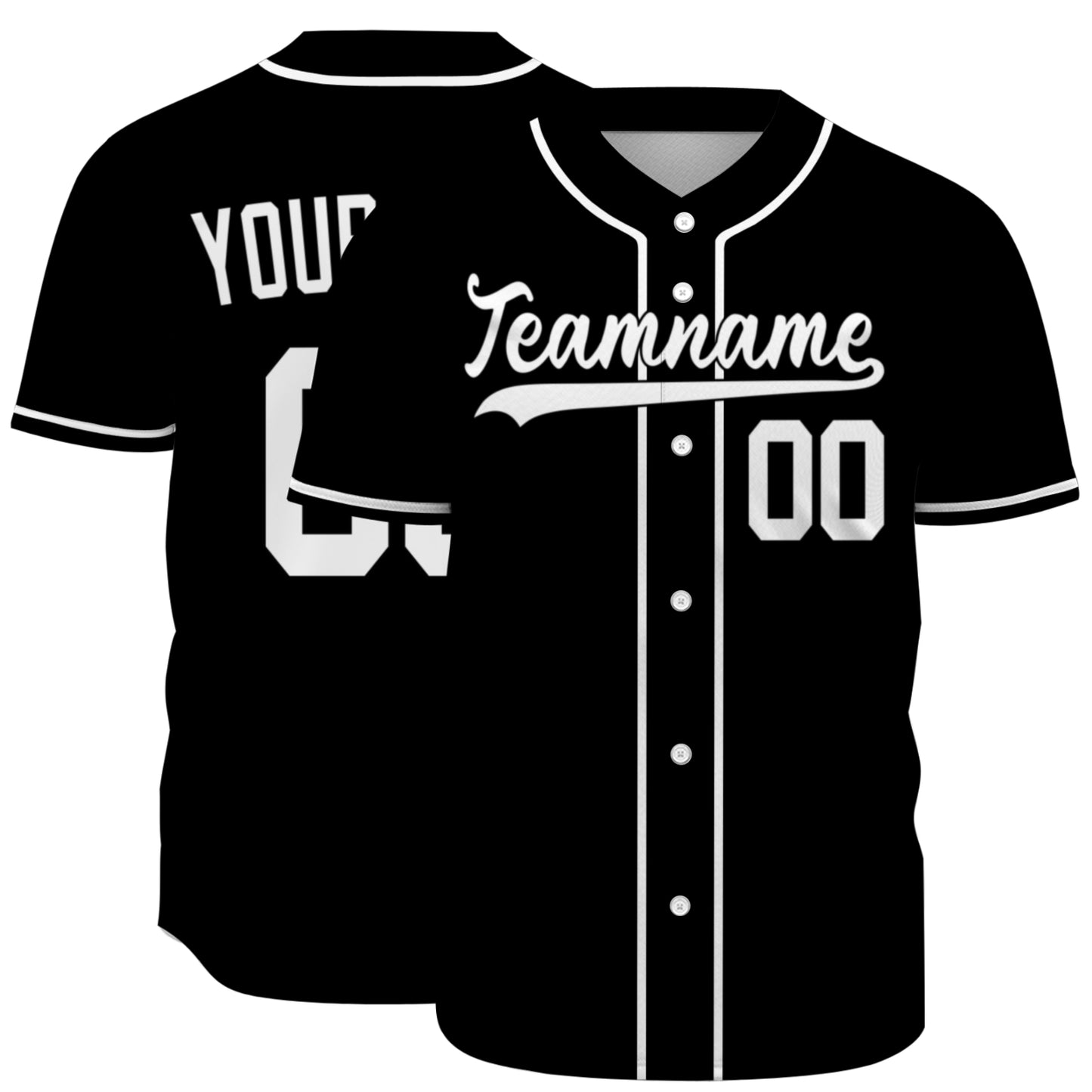 Custom Baseball Jersey - Personalized Black Shirt with White Piping - Full Sublimation for Men Women- Personalized Team Sportswear printed or Stitched Name Number (Size S-8XL)