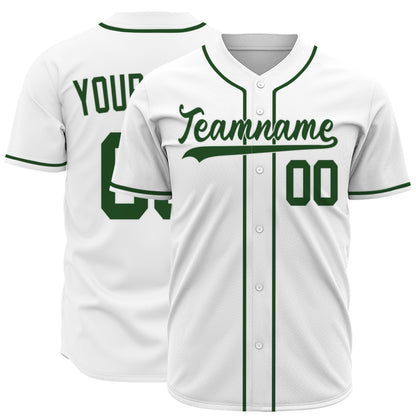Custom Baseball Jersey - Personalized White Shirt with Green Trim - Full Sublimation for Men Women- Personalized Team Sportswear printed or Stitched Name Number (Size S-8XL)