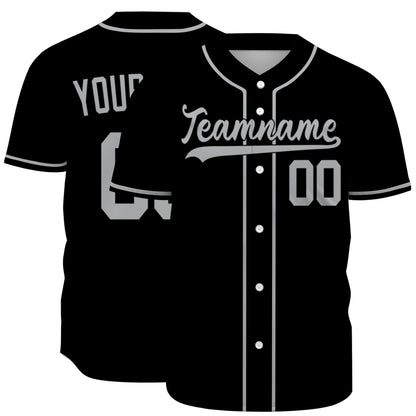 Custom Baseball Jersey - Personalized Black Shirt with Grey Details - Full Sublimation