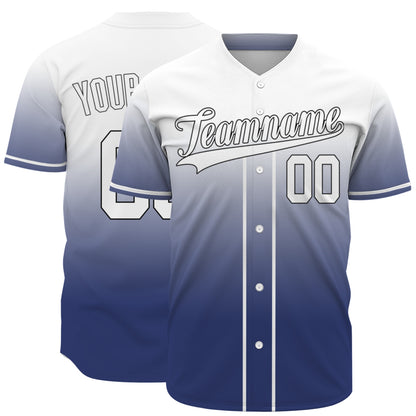 Custom Baseball Jersey - Personalized Gradient Shirt with White & Blue Design - Full Sublimation