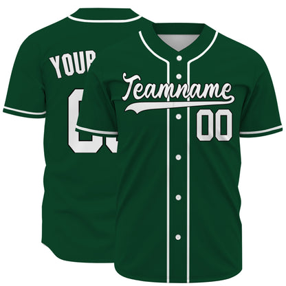 Custom Baseball Jersey - Personalized Forest Green Shirt with White Piping - Full Sublimation