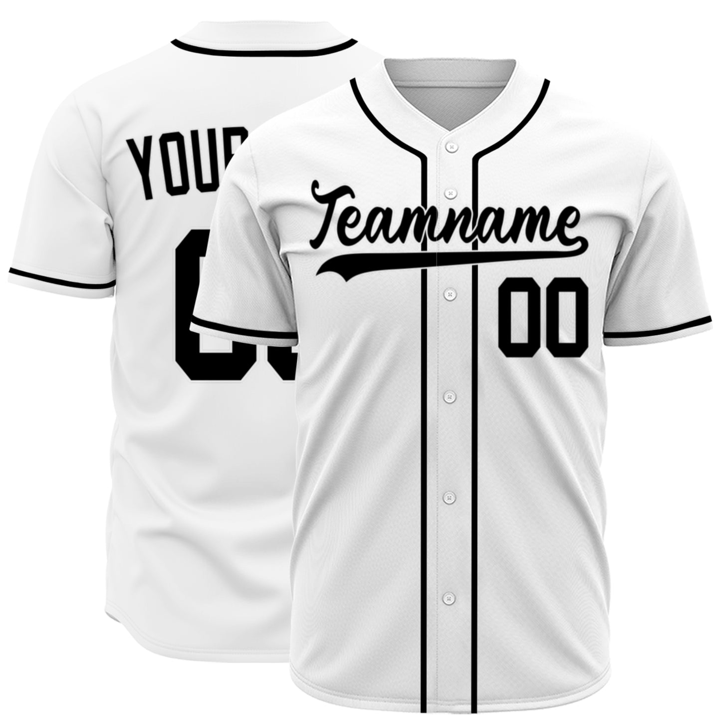 Custom Baseball Jersey - Personalized White Shirt with Black Piping - Full Sublimation for Men Women- Personalized Team Sportswear printed or Stitched Name Number (Size S-8XL)
