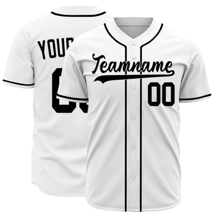 Custom Baseball Jersey - Personalized White Shirt with Black Piping - Full Sublimation for Men Women- Personalized Team Sportswear printed or Stitched Name Number (Size S-8XL)