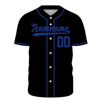 Custom Baseball Jersey - Personalized Black Shirt with Blue Piping - Full Sublimation for Men Women- Personalized Team Sportswear printed or Stitched Name Number (Size S-8XL)