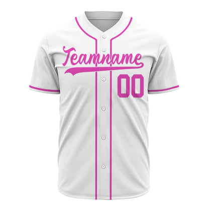 Custom Baseball Jersey - Personalized White Shirt with Pink Lettering - Full Sublimation