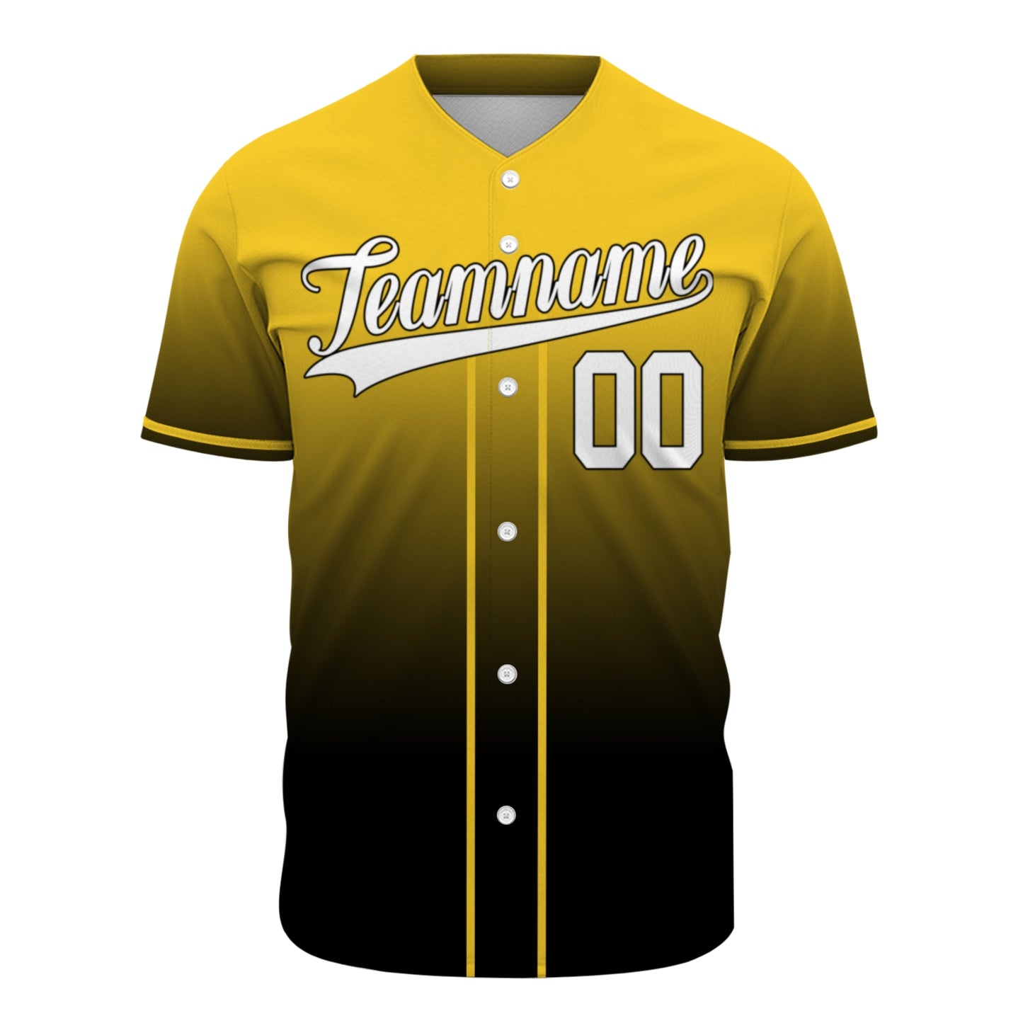 Custom Baseball Jersey - Personalized Gradient Shirt with Black & Yellow Design - Full Sublimation