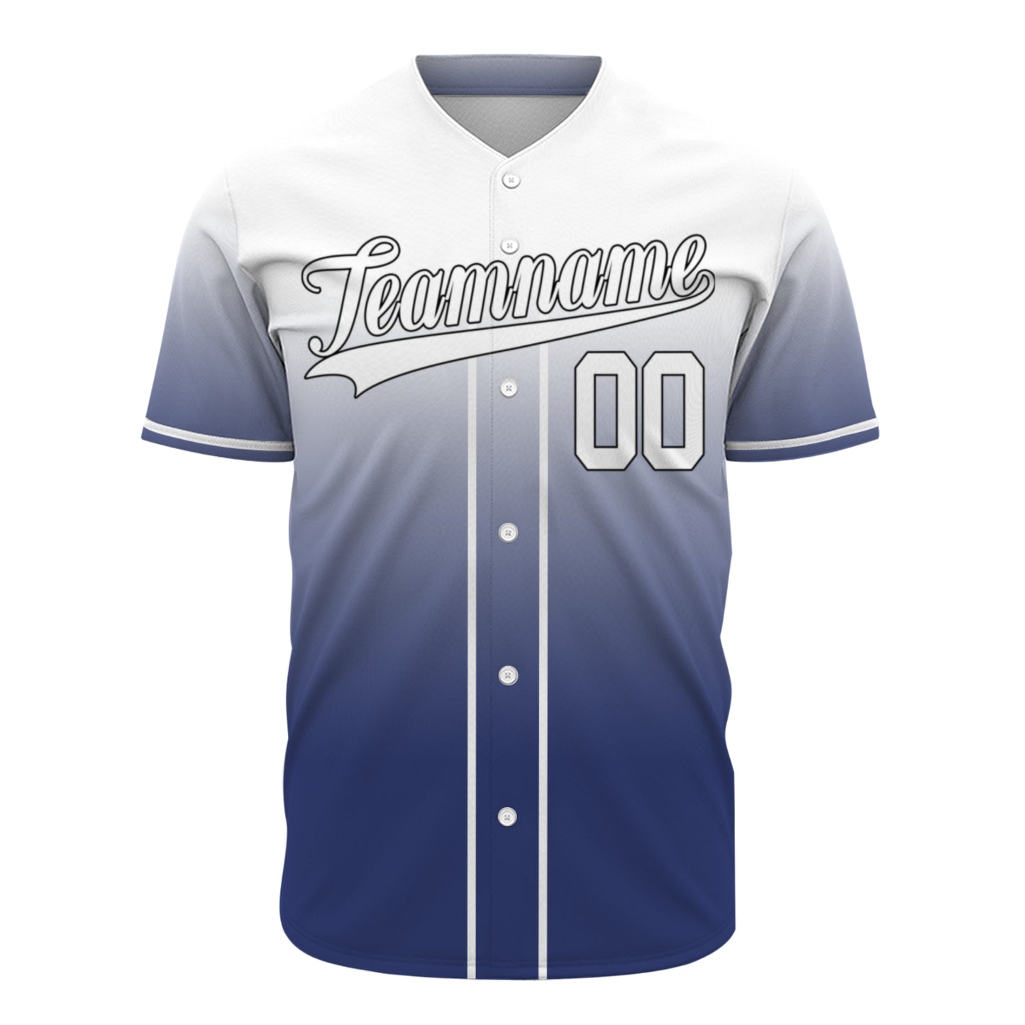 Custom Baseball Jersey - Personalized Gradient Shirt with White & Blue Design - Full Sublimation