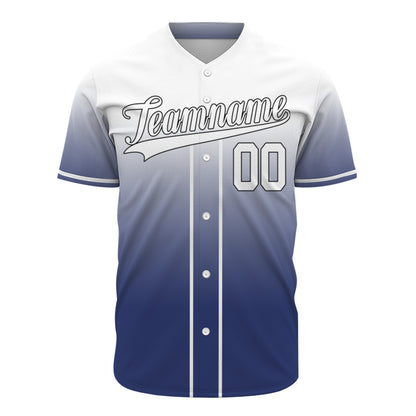 Custom Baseball Jersey - Personalized Gradient Shirt with White & Blue Design - Full Sublimation