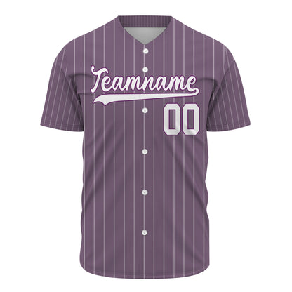 Custom Baseball Jersey - Personalized Dusty Purple Shirt with White Pinstripes - Full Sublimation