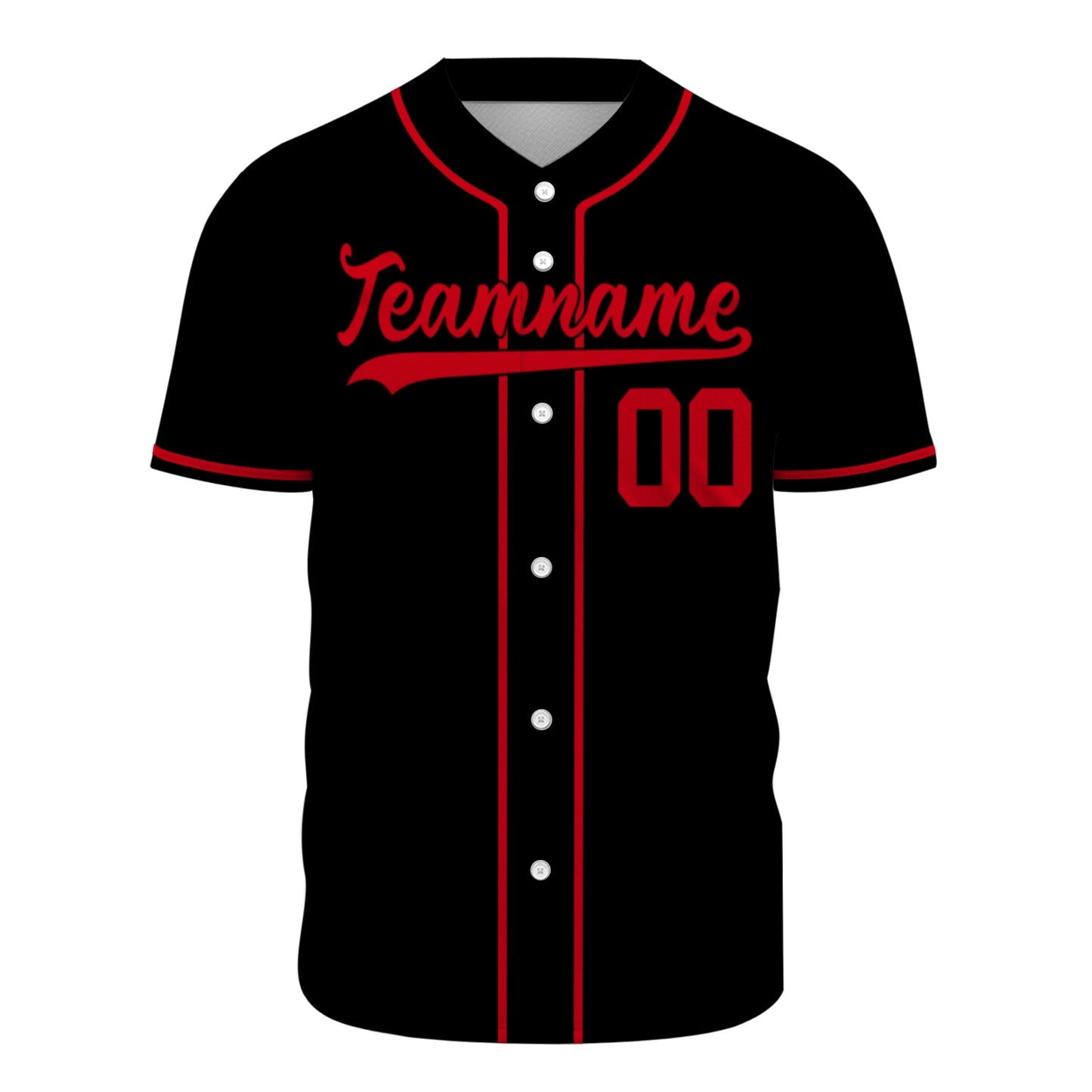 Custom Baseball Jersey - Personalized Black Shirt with Red Piping - Full Sublimation