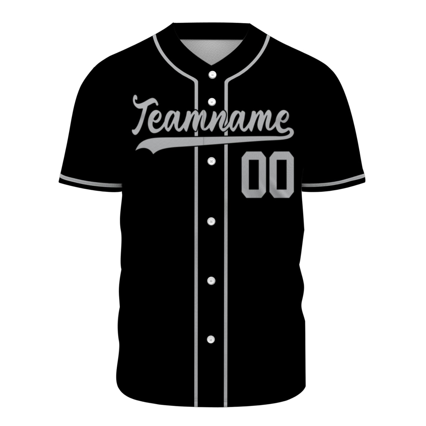 Custom Baseball Jersey - Personalized Black Shirt with Grey Details - Full Sublimation