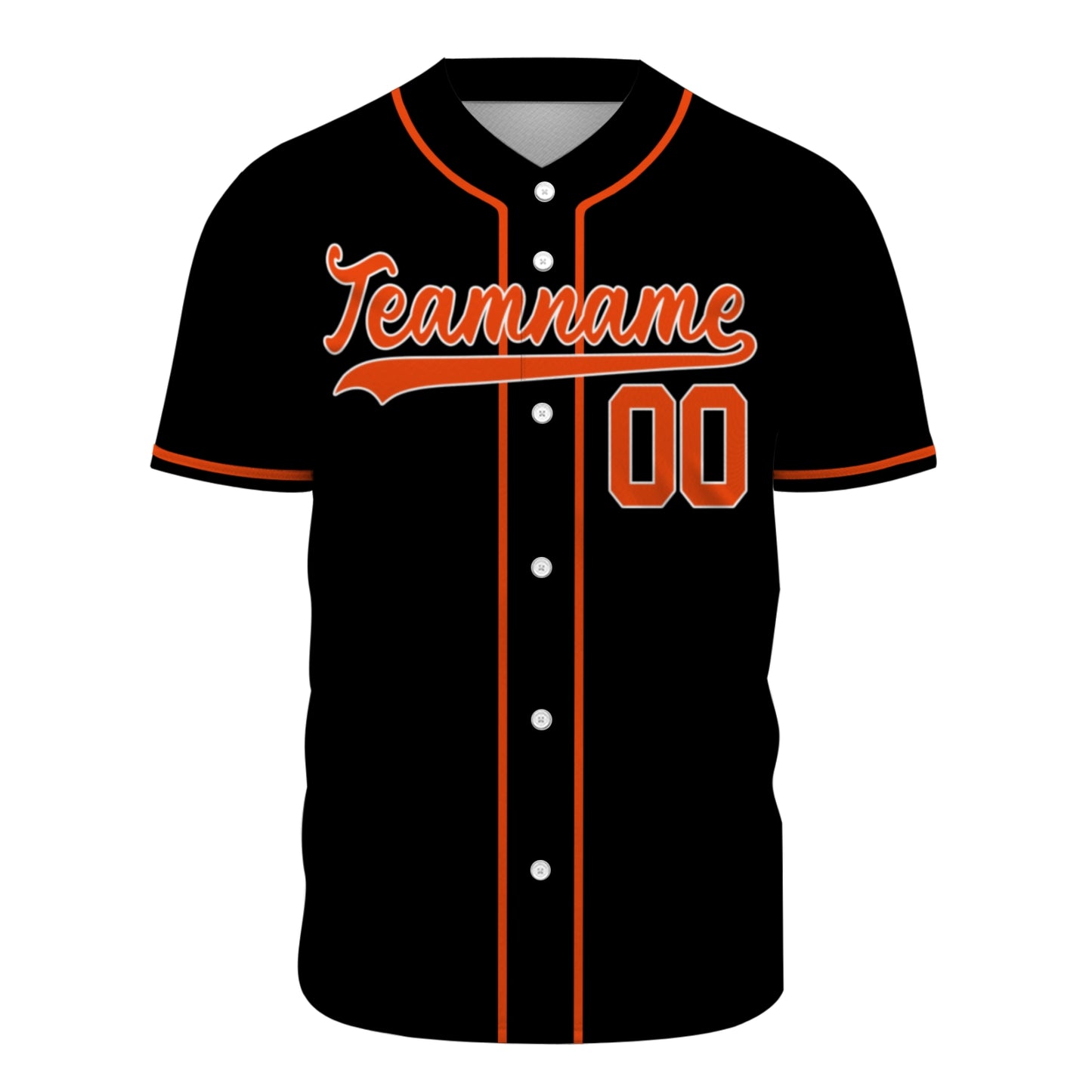 Custom Baseball Jersey - Personalized Black Shirt with Orange Piping - Full Sublimation