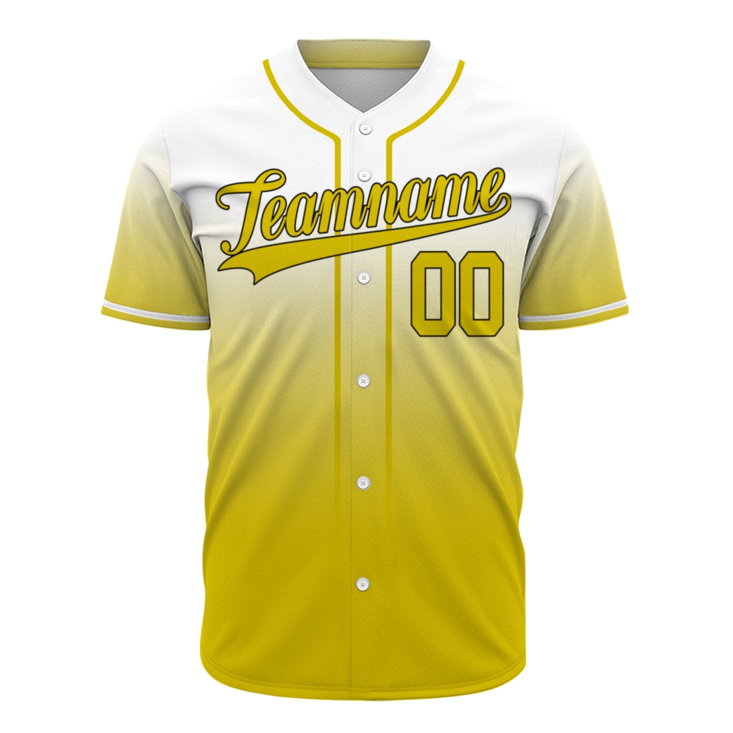 Custom Baseball Jersey - Personalized Gradient Shirt with White & Yellow Design - Full Sublimation
