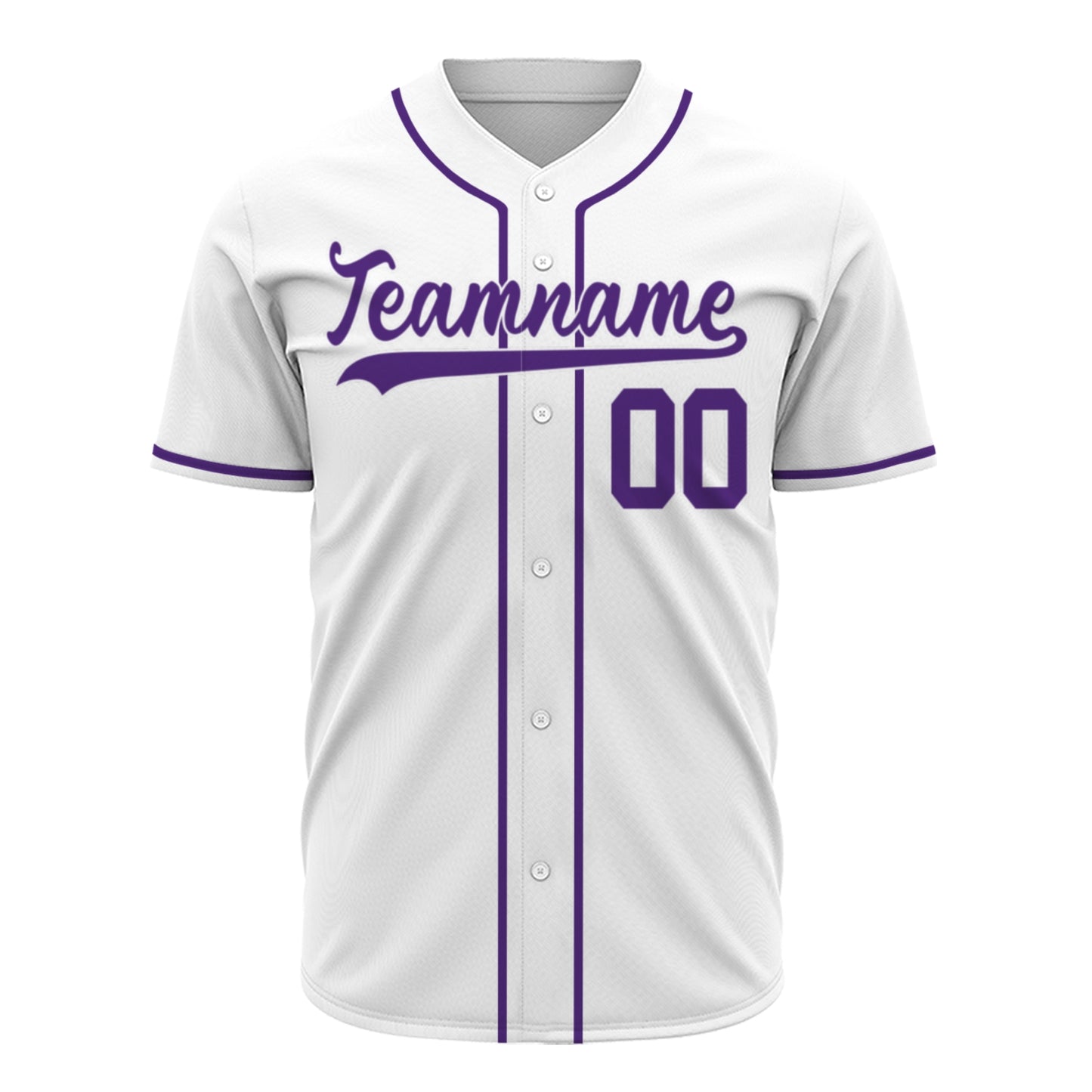 Premium Custom Baseball Jersey | White Shirt with Purple Trim - Full Sublimation