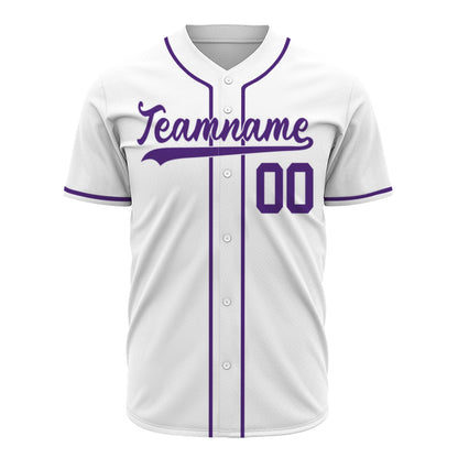 Premium Custom Baseball Jersey | White Shirt with Purple Trim - Full Sublimation