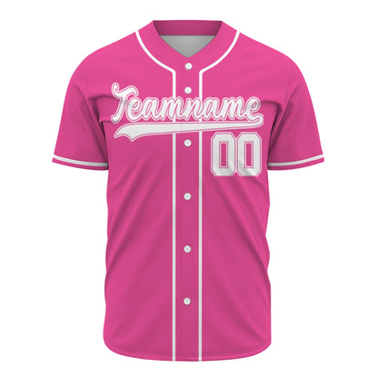 Custom Baseball Jersey - Personalized Pink Shirt with White Piping - Full Sublimation