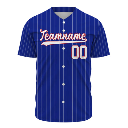Custom Baseball Jersey - Personalized Royal Blue Shirt with White Pinstripes - Full Sublimation