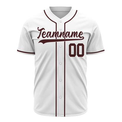 Custom Baseball Jersey - Personalized White Shirt with Maroon Accents - Full Sublimation for Men Women- Personalized Team Sportswear printed or Stitched Name Number (Size S-8XL)