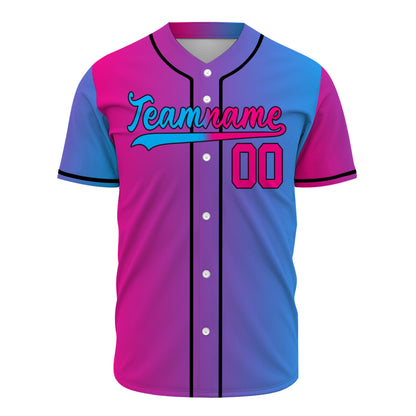 Custom Baseball Jersey - Personalized Gradient Shirt with Pink & Blue Split Design