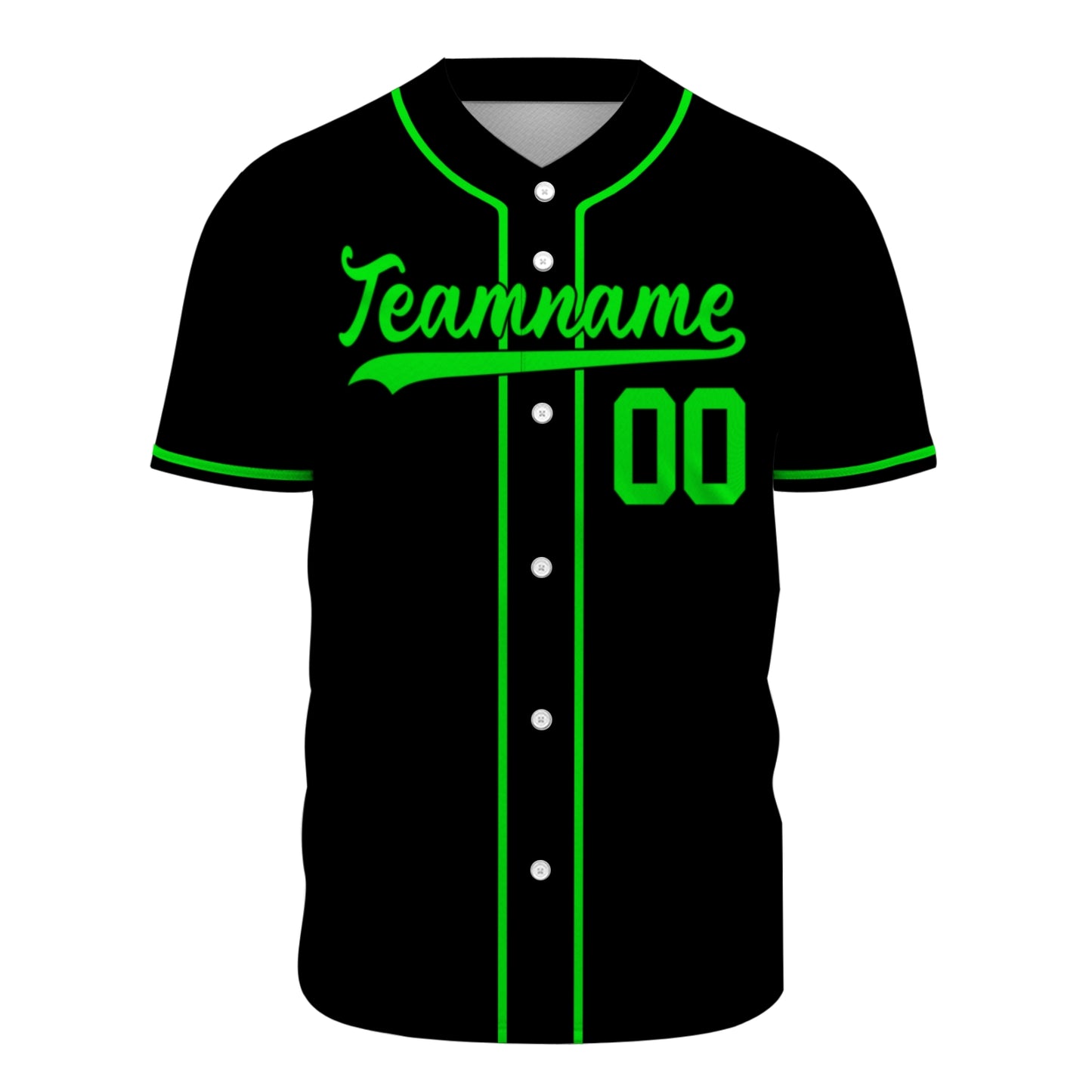 Custom Baseball Jersey - Personalized Black Shirt with Neon Green Piping - Full Sublimation