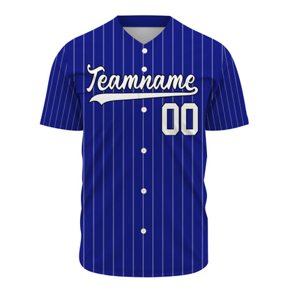 Custom Baseball Jersey - Royal Blue Shirt with White Pinstripes - Full Sublimation
