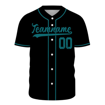 Custom Baseball Jersey - Personalized Black Shirt with Teal Piping - Full Sublimation for Men Women- Personalized Team Sportswear printed or Stitched Name Number (Size S-8XL)