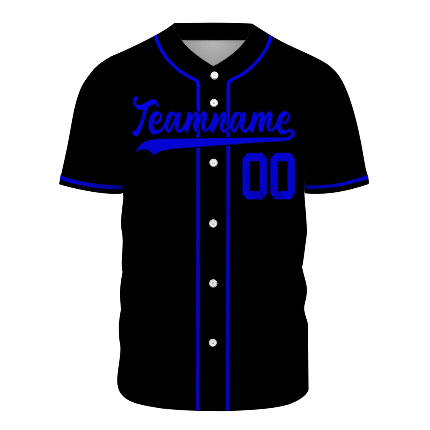 Custom Baseball Jersey - Personalized Black Shirt with Blue Piping - Full Sublimation