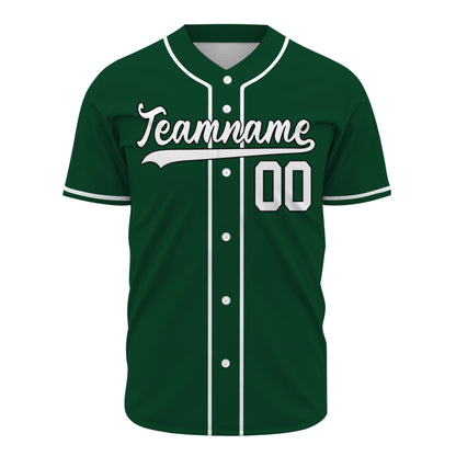 Custom Baseball Jersey - Personalized Forest Green Shirt with White Piping - Full Sublimation