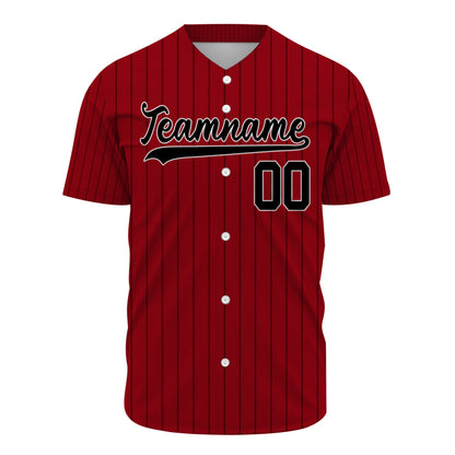 Custom Baseball Jersey - Personalized Maroon Shirt with Pinstripes & Black Graphics
